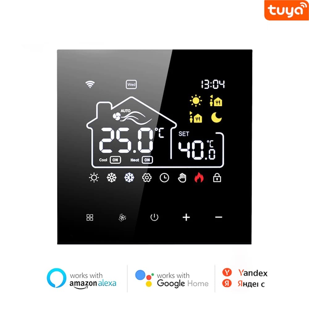 Thermostat programmable WiFi Tuya 3A AC85~250V pour climatisation centrale et chauffage au sol par e