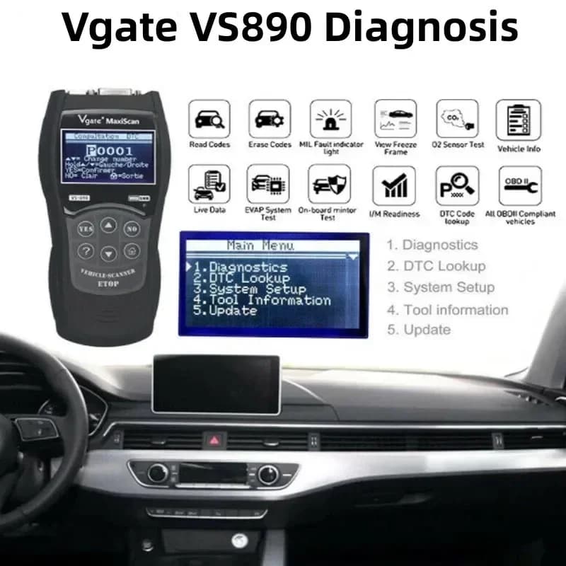 Vgate VS890 OBD2 outil de Diagnostic de voiture Scanner OBD2 outil de numérisation Vgate VS 890 CAN-
