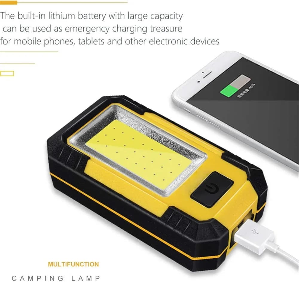 Lampe de travail Led 4000mah, Rechargeable, COB, Super brillante, avec lanterne magnétique Portable 