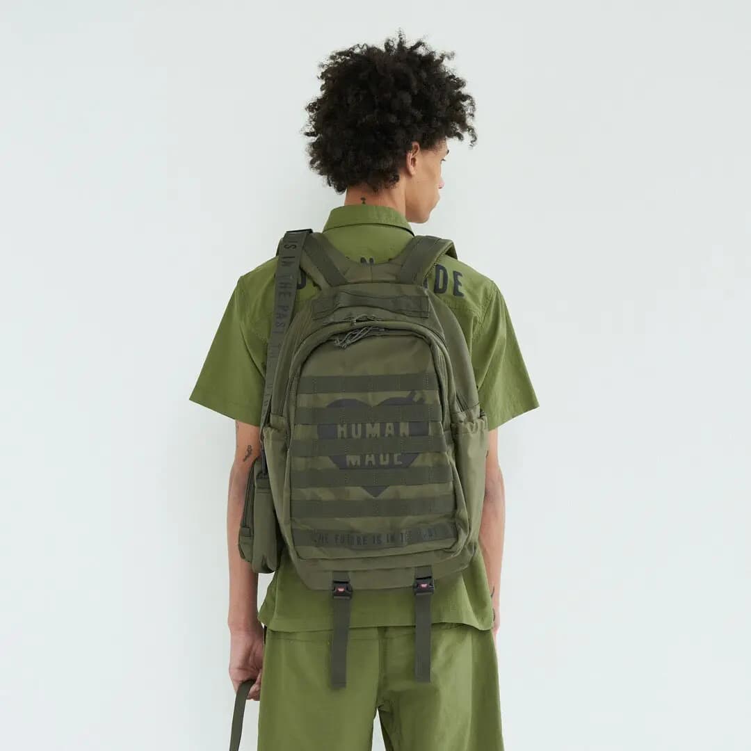 Sac à dos en nylon de style rétro américain Human Made, sac à dos de voyage de grande capacité, sac 