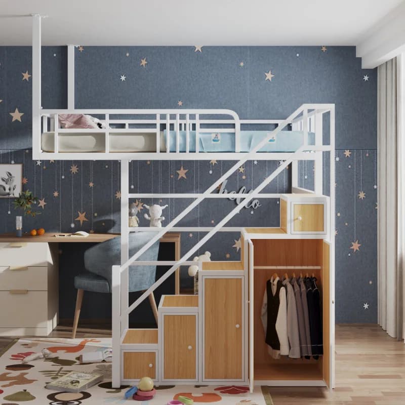 Loft multifonctionnel en fer forgé hamac peu encombrant semi-sol appartement loft surélevé étudiant 