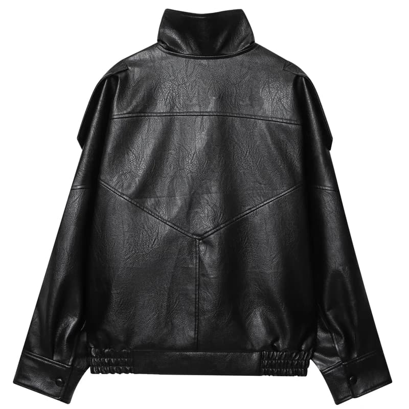 HXAO femmes vestes noir veste en simili cuir femme 2025 asymétrique à manches longues vêtements d'ex