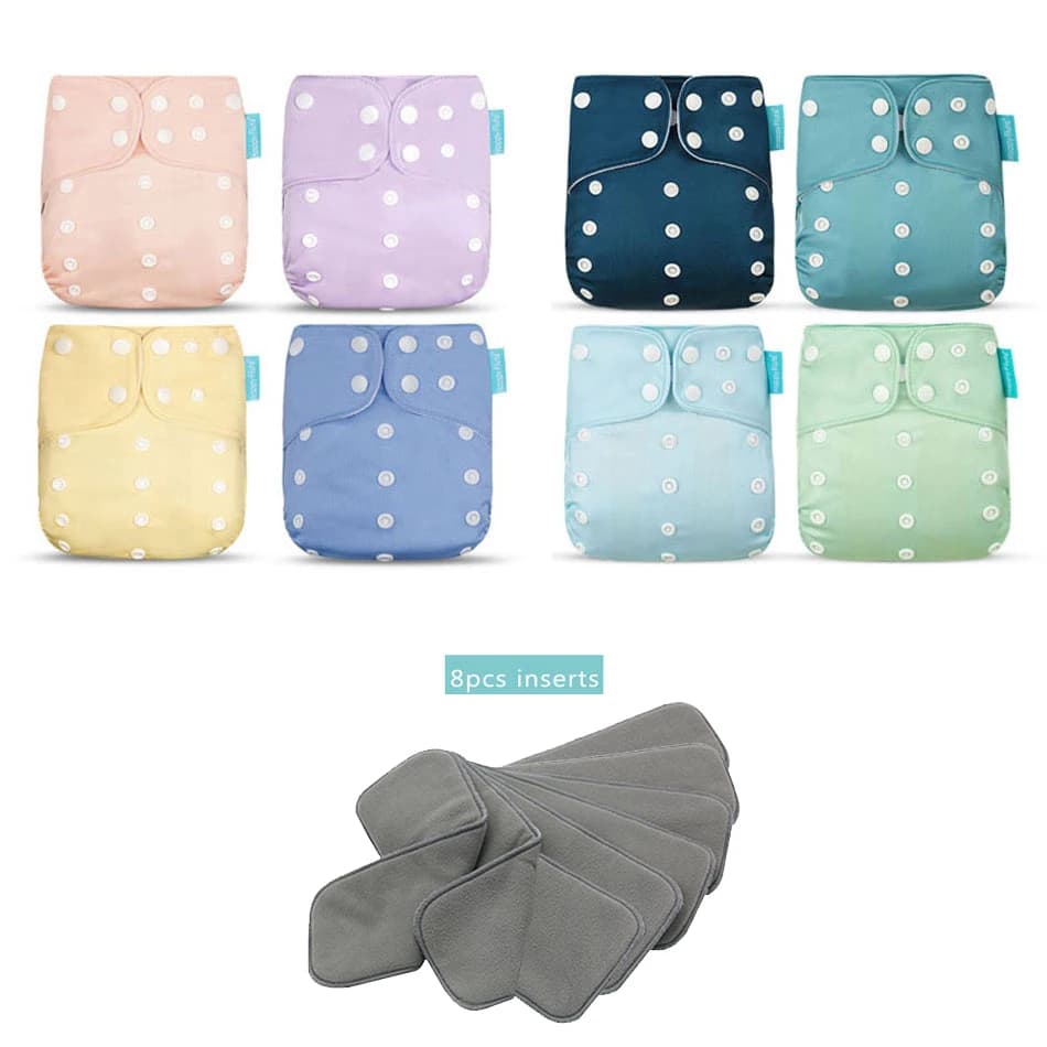Happyflute nouveau OS poche ensemble de couches réglable 8 pièces couche + 8 pièces charbon de bambo
