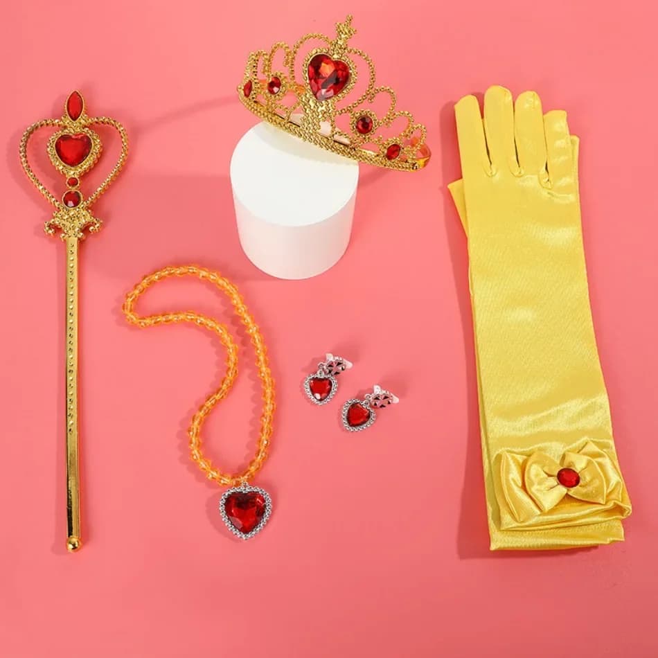 Princesse filles Belle neige blanche fête faveurs cadeaux ensemble couronne sceptre baguette collier