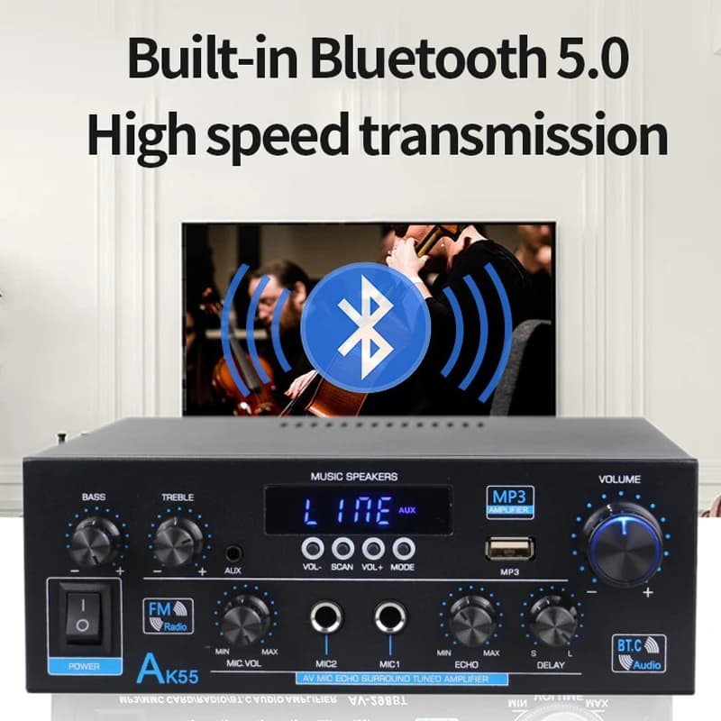 Amplificateur audio HiFi AK55, Max 900W, Amplificateurs de son Bluetooth numériques, Canal 2.0, Pris