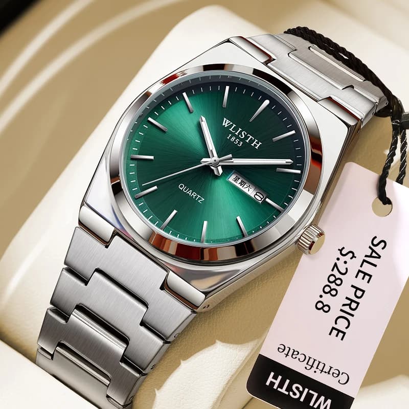 Homme montre montre à Quartz de luxe étanche lumineux Date semaine en acier inoxydable montre pour h