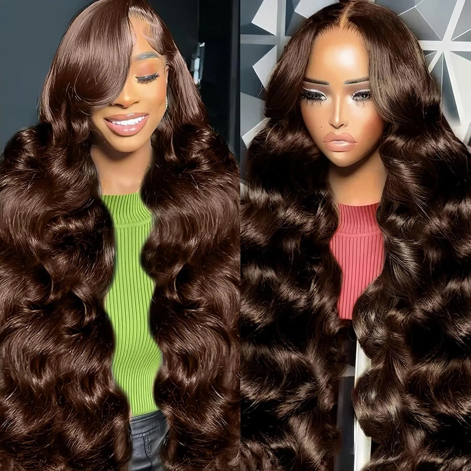 36 40 pouces brun chocolat 13x6 perruques de cheveux humains Hd dentelle frontale perruque colorée t