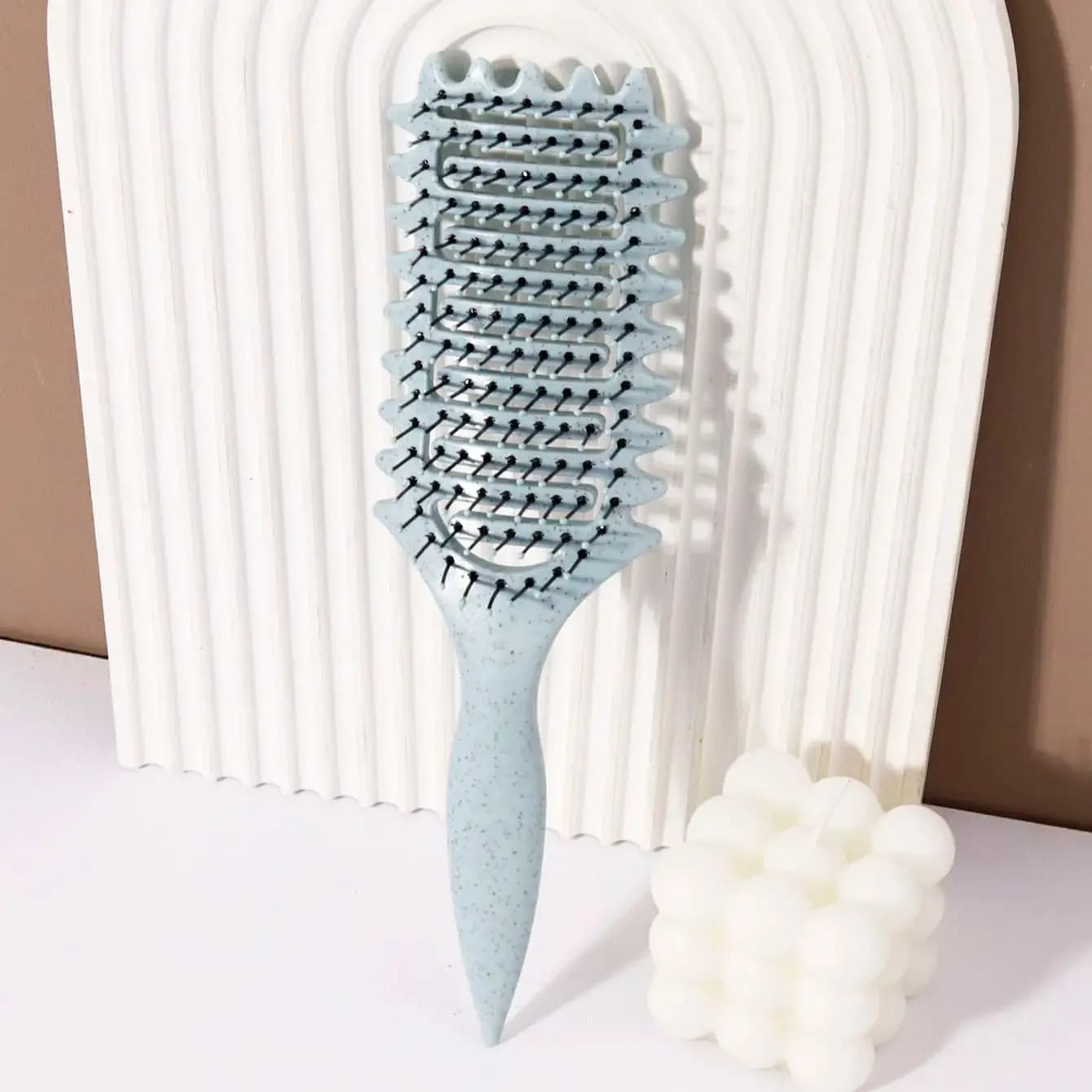Brosse à friser - Peigne de massage creux, crinière en nylon, manche en plastique ABS, poignée confo