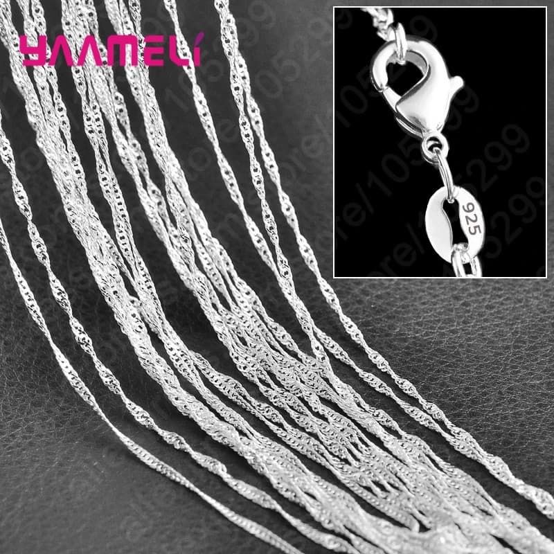 Chaîne à maillons en argent Sterling 925 pur, bijoux de collier avec fermoirs à homard lisses et sol