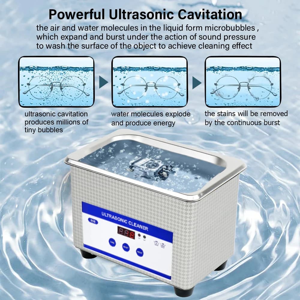 Nettoyeur à ultrasons lunettes nettoyeur de bijoux 40KHZ bain de lavage à ultrasons haute fréquence 