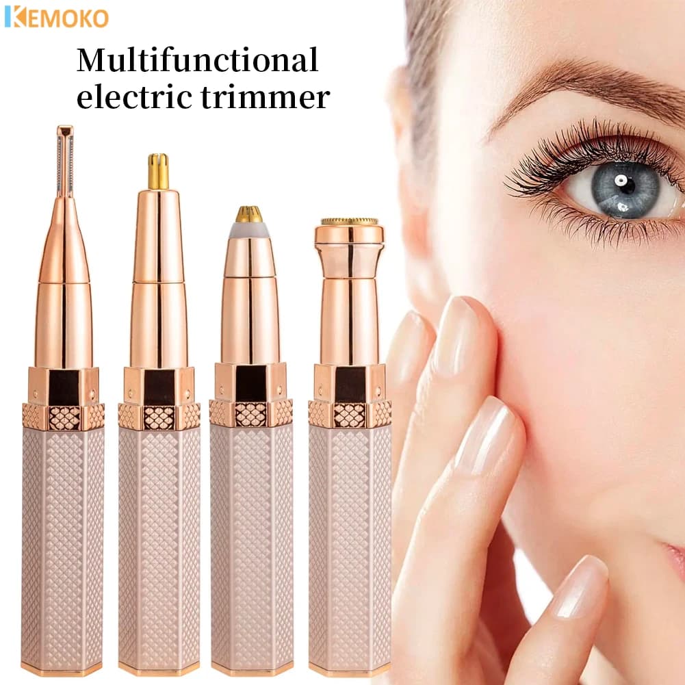 Épilateur électrique indolore pour le visage, 4 en 1, en forme de rouge à lèvres, pour sourcils, zon