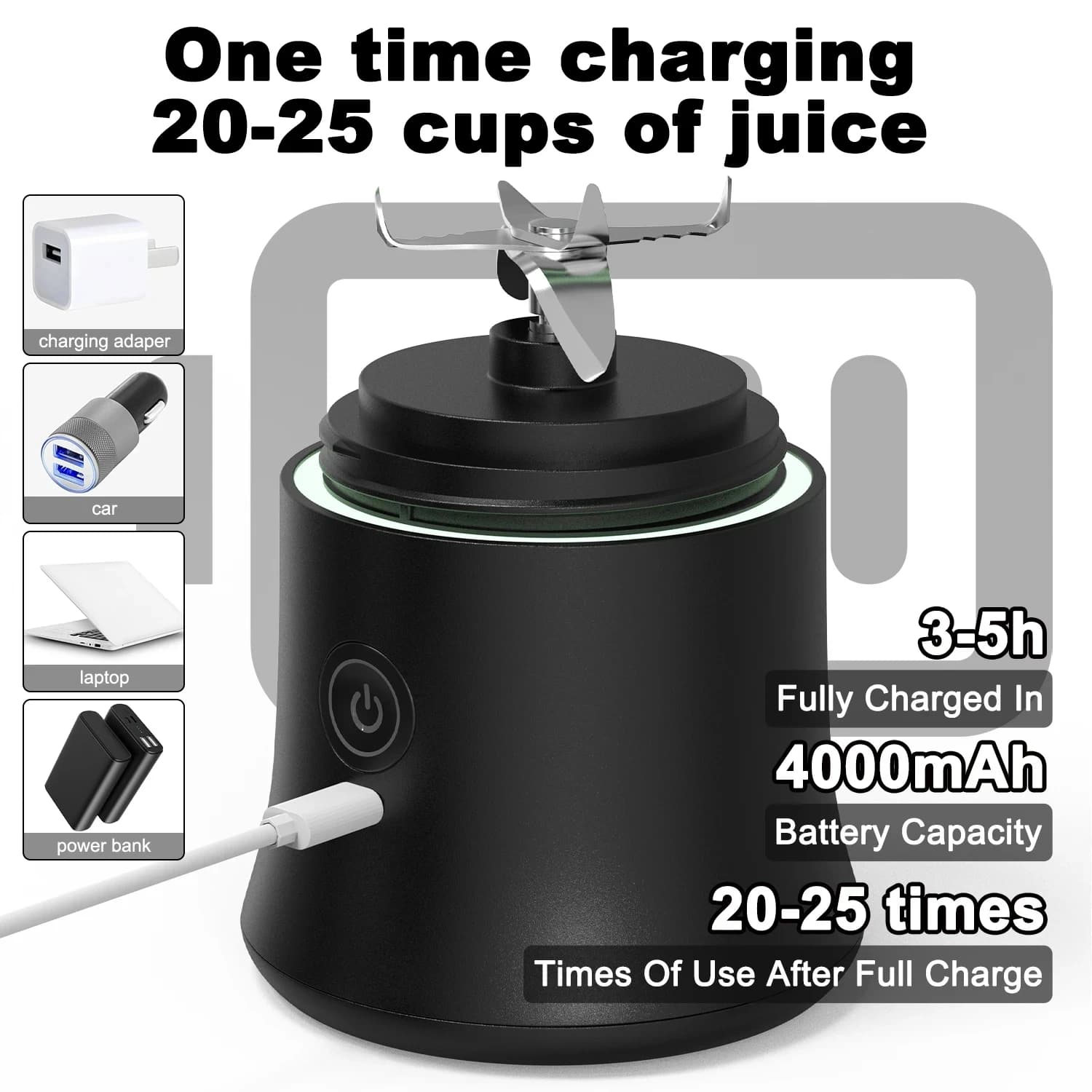 Nouveau mélangeur Portable 600ML presse-agrumes électrique mélangeurs de fruits 4000mAh USB Recharge