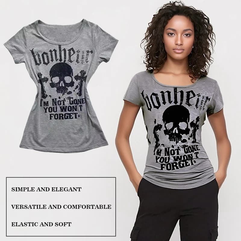 Y2K femmes vêtements Vintage T-shirts squelette lettre imprimer femme vêtements américain rétro Punk