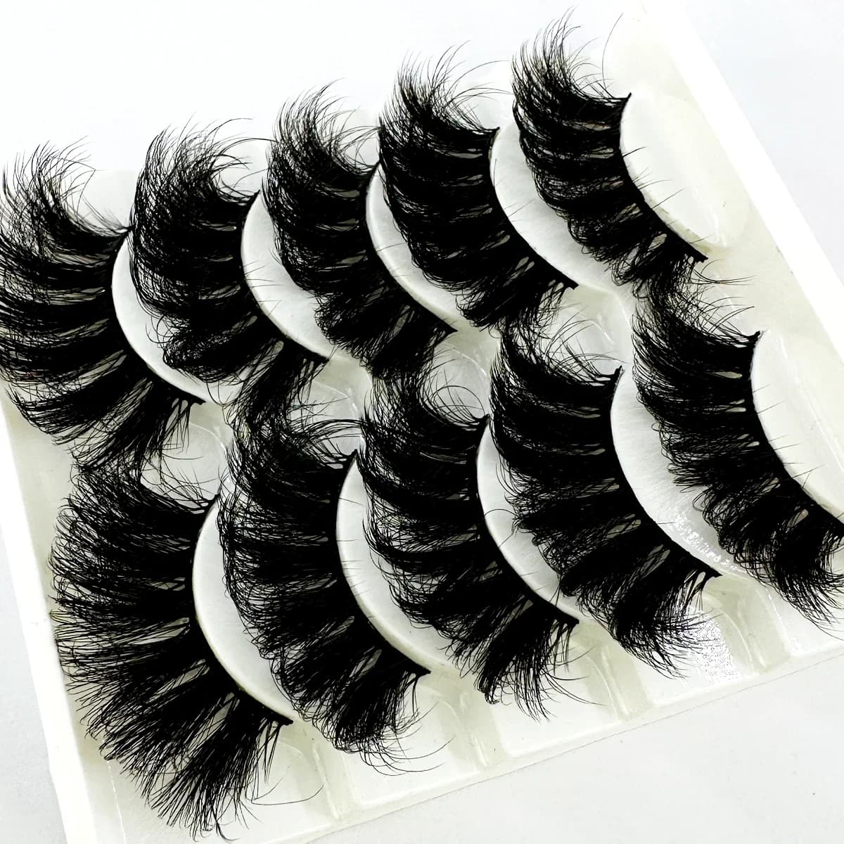 5 paires 25mm 8D cils de vison en vrac moelleux naturel Faux cils épais dramatique Faux cils de viso