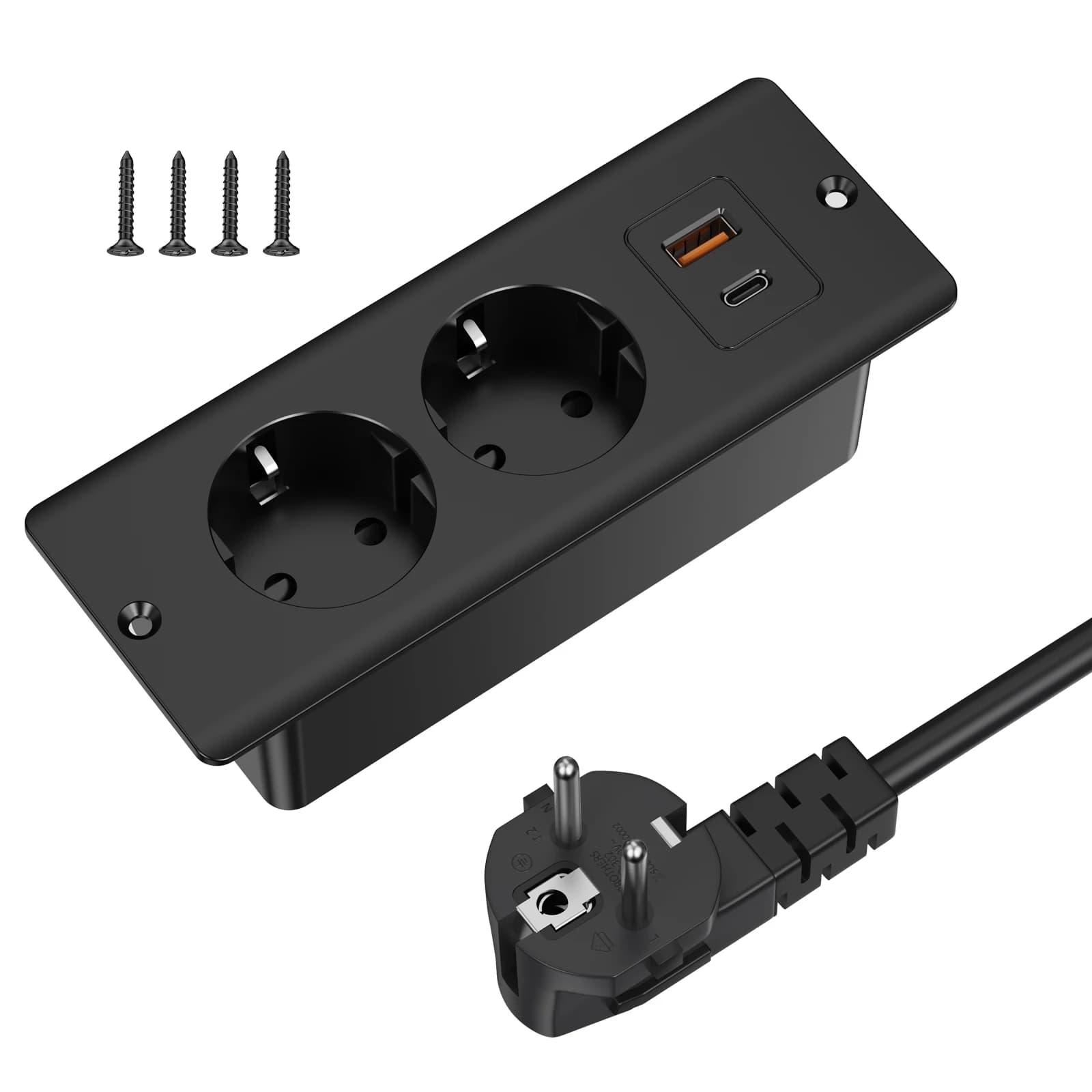 Prises encastrées sur Table ue, 1 USB-A et 1 type-c, prise de courant cachée de bureau intégrée avec