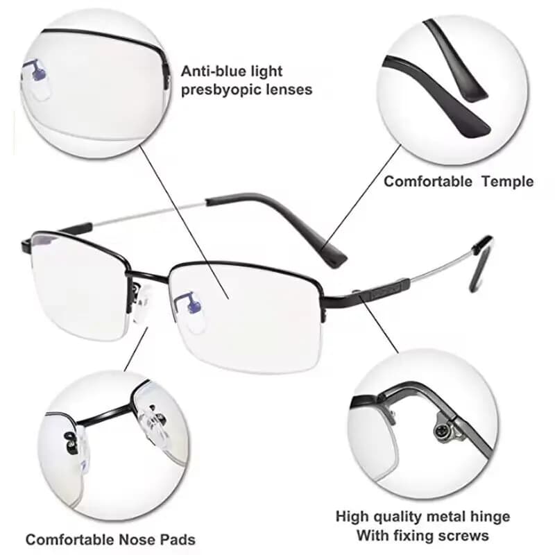 Lunettes de lecture photochromiques progressives en alliage de titane pour femmes et hommes, multi-f