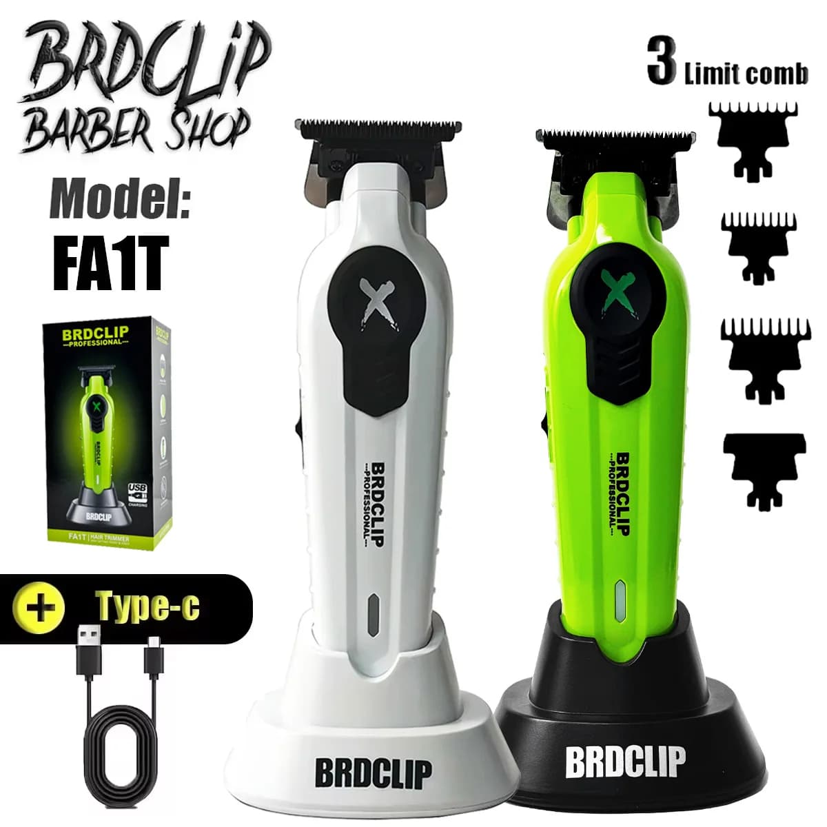 Nouvelle tondeuse à cheveux professionnelle verte BRDCLIP FA1T 2026 pour barbier, machine de finitio