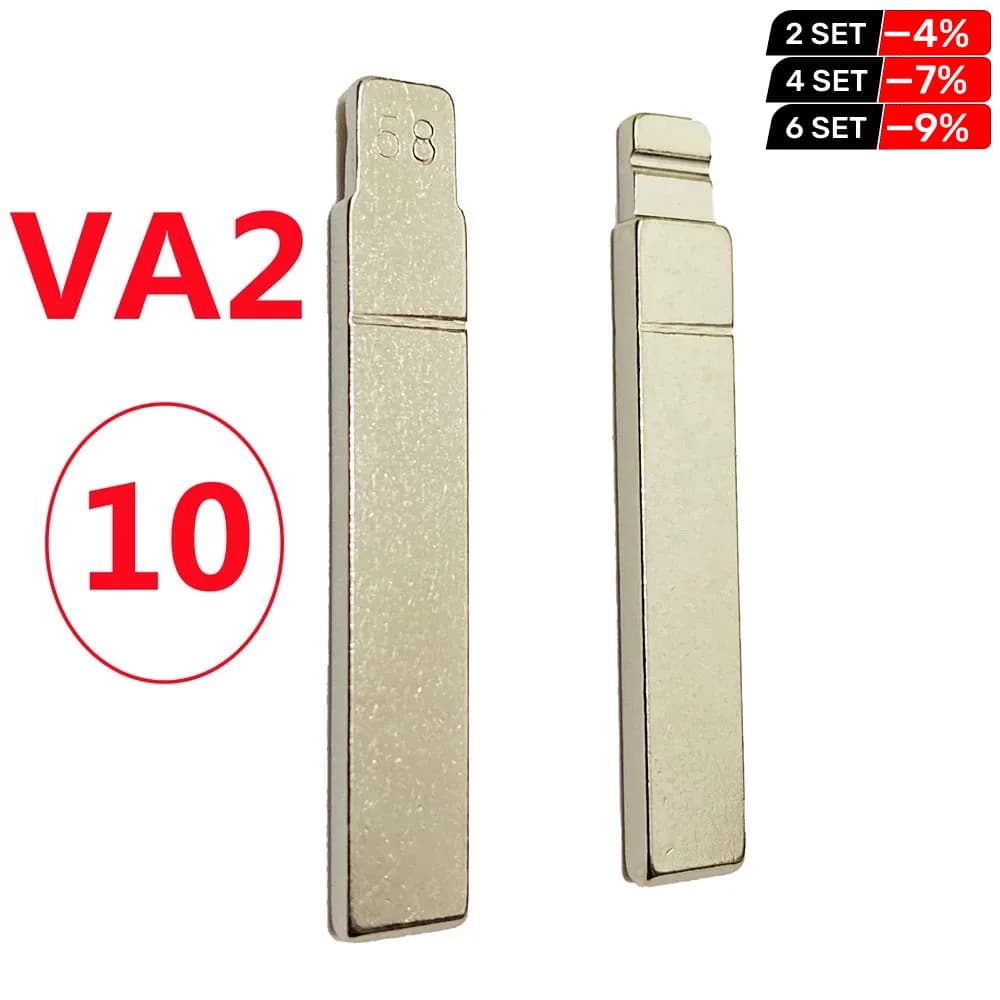 10 pièces/lot # Lame de clé télécommande de voiture 58 KD VA2, lame rabattable en métal pour citroën