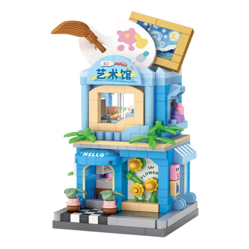 LOZ Food Street Bakery Milk Tea Shop DIY Architectural Model Assembly Toy Building Blocks Street Sce