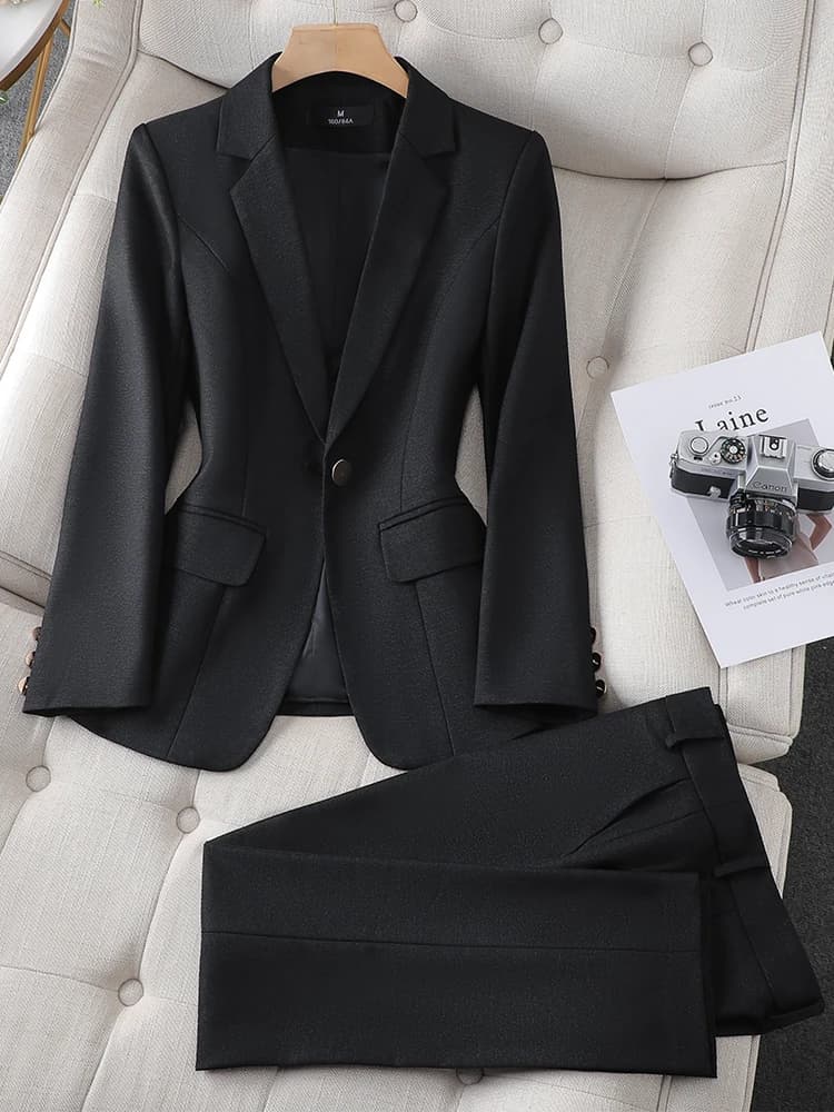 Blazer et pantalon imbibés pour femmes, veste formelle solide, surintendant, vêtements de travail d'