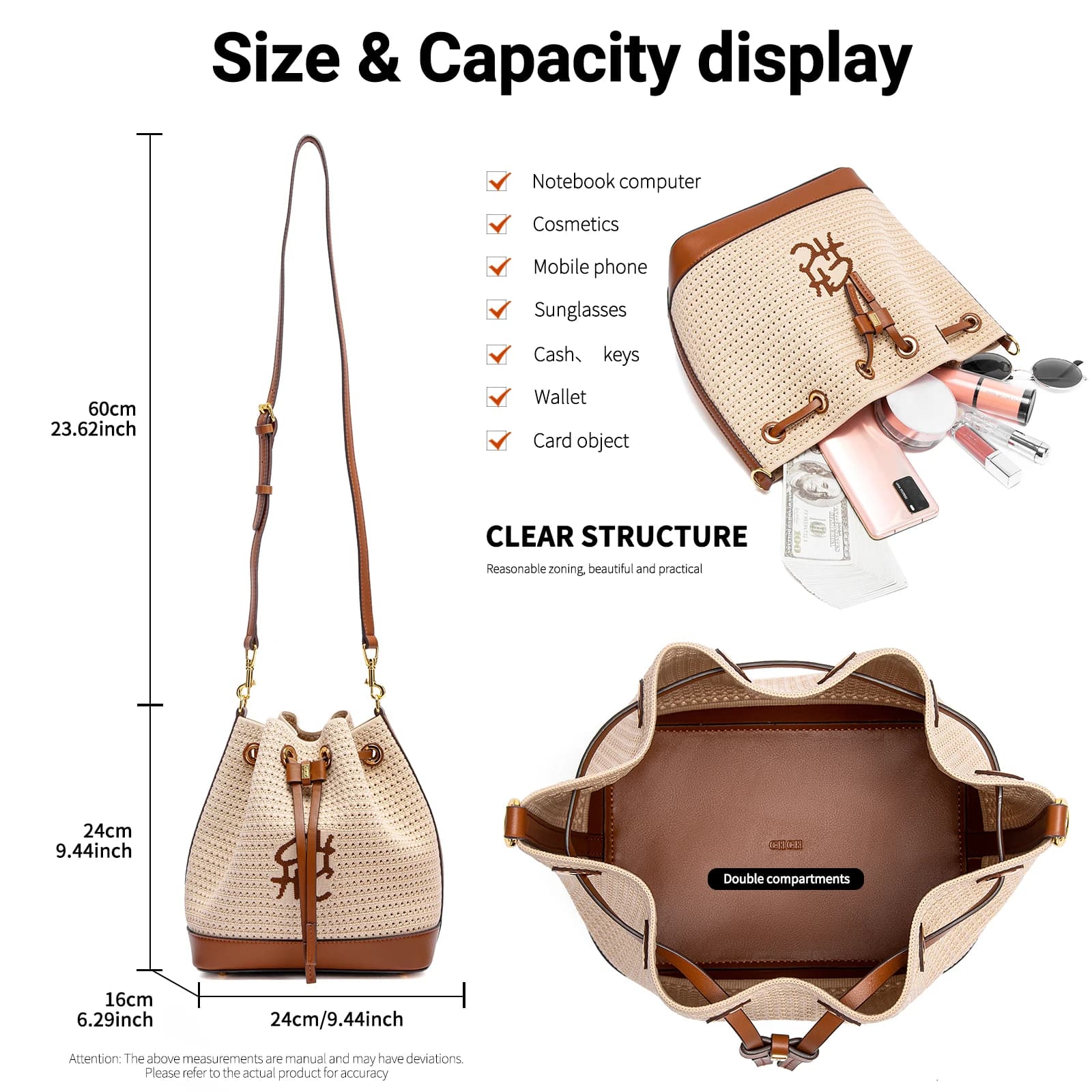 CHCH sac seau femme printemps nouveau tissu épissage conception sac à main Style vacances sac à band