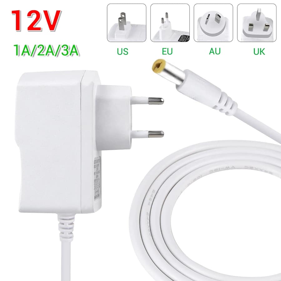Adaptateur d'alimentation DC12V, transformateur d'éclairage, entrée AC 100-240V à sortie DC 12V 1A 2