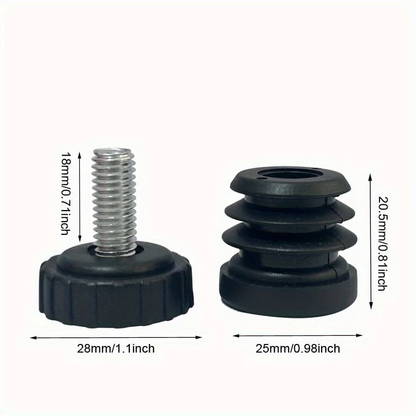 Pieds d'abattage de meubles avec vis, abati eurs d'armoire réglables, base en plastique non marquant