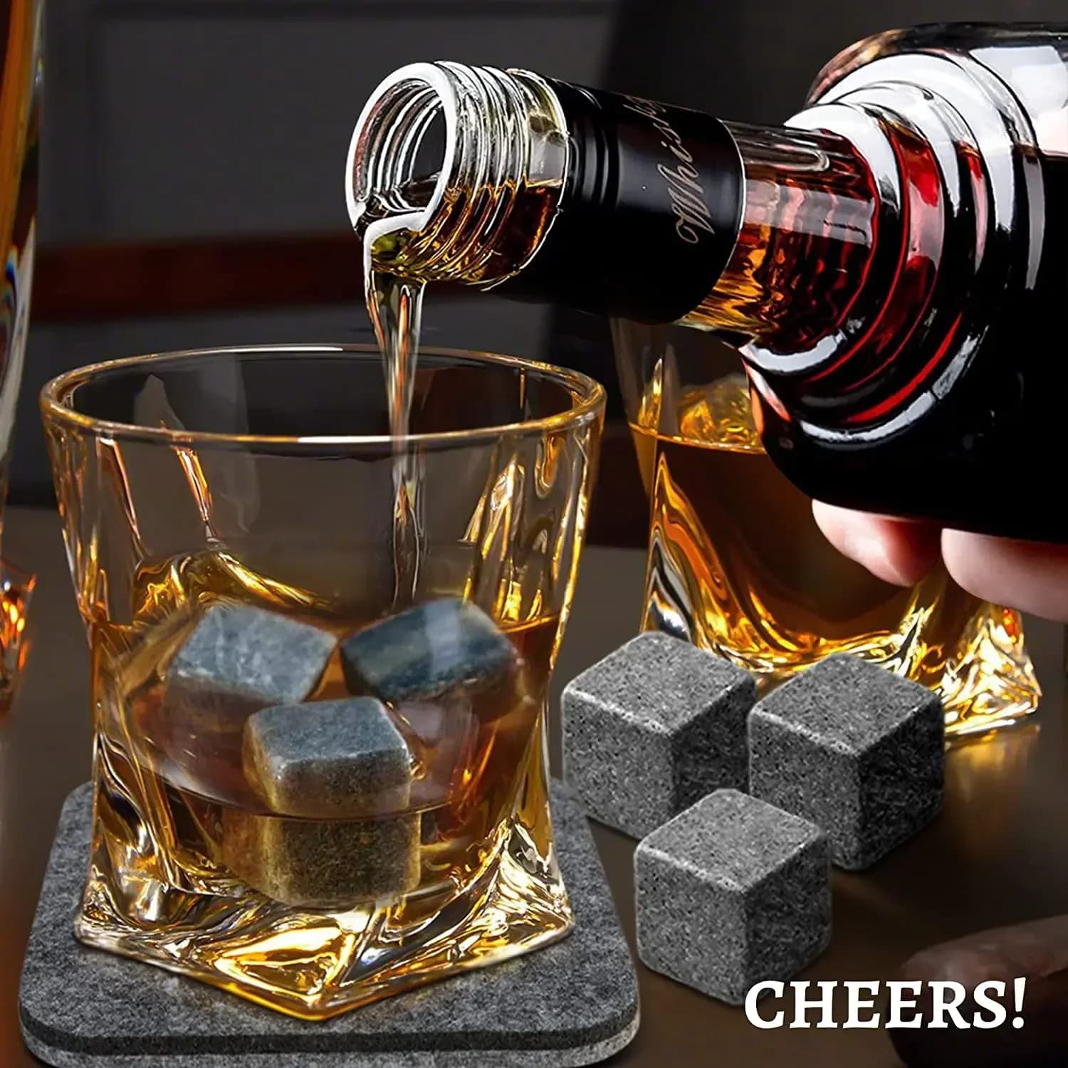6 pièces pierres à Whisky soufflant glaçon refroidisseur réutilisable Whisky glace pierre Whisky roc