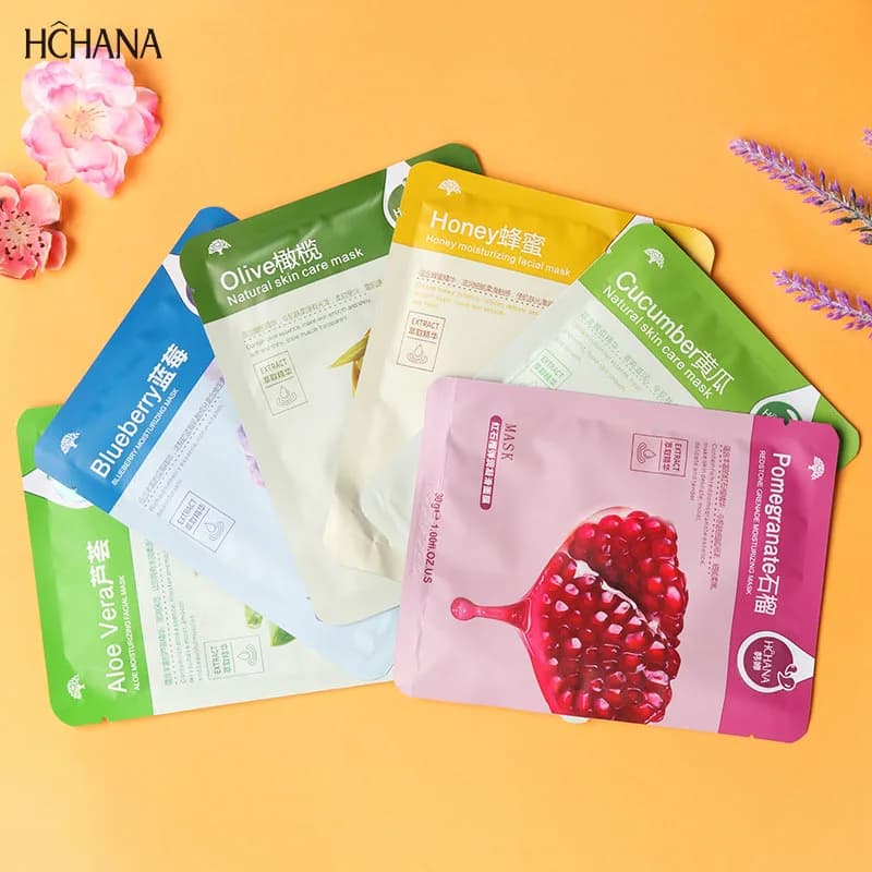 30 pièces Fruits frais masques faciaux soins de la peau du visage hydratant raffermissant hydratant 
