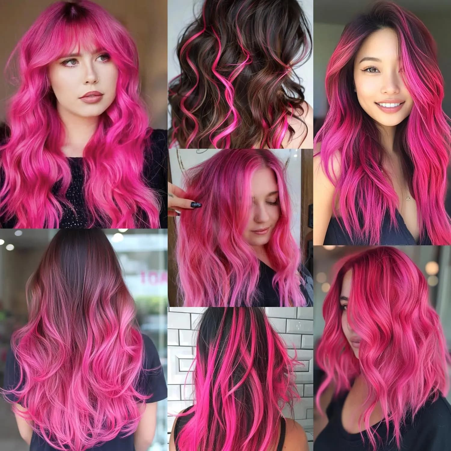 Extensions de cheveux synthétiques colorées à clips, 5 pièces, Extensions de cheveux colorées arc-en