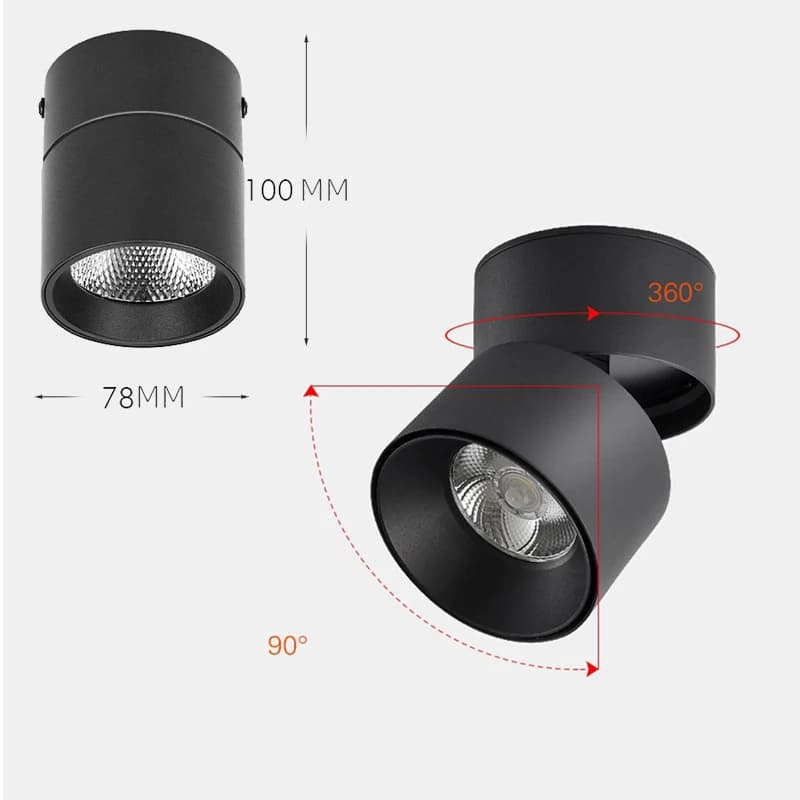 Spot de plafond LED COB réglable à 360 °, Smart RGBCCT, Downlight ,Stepless Dimmable, nous-mêmes ave