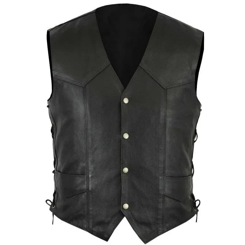 Veste en cuir rétro pour homme - haut sans manches - style disciplinaire - chevalier médiéval - vest