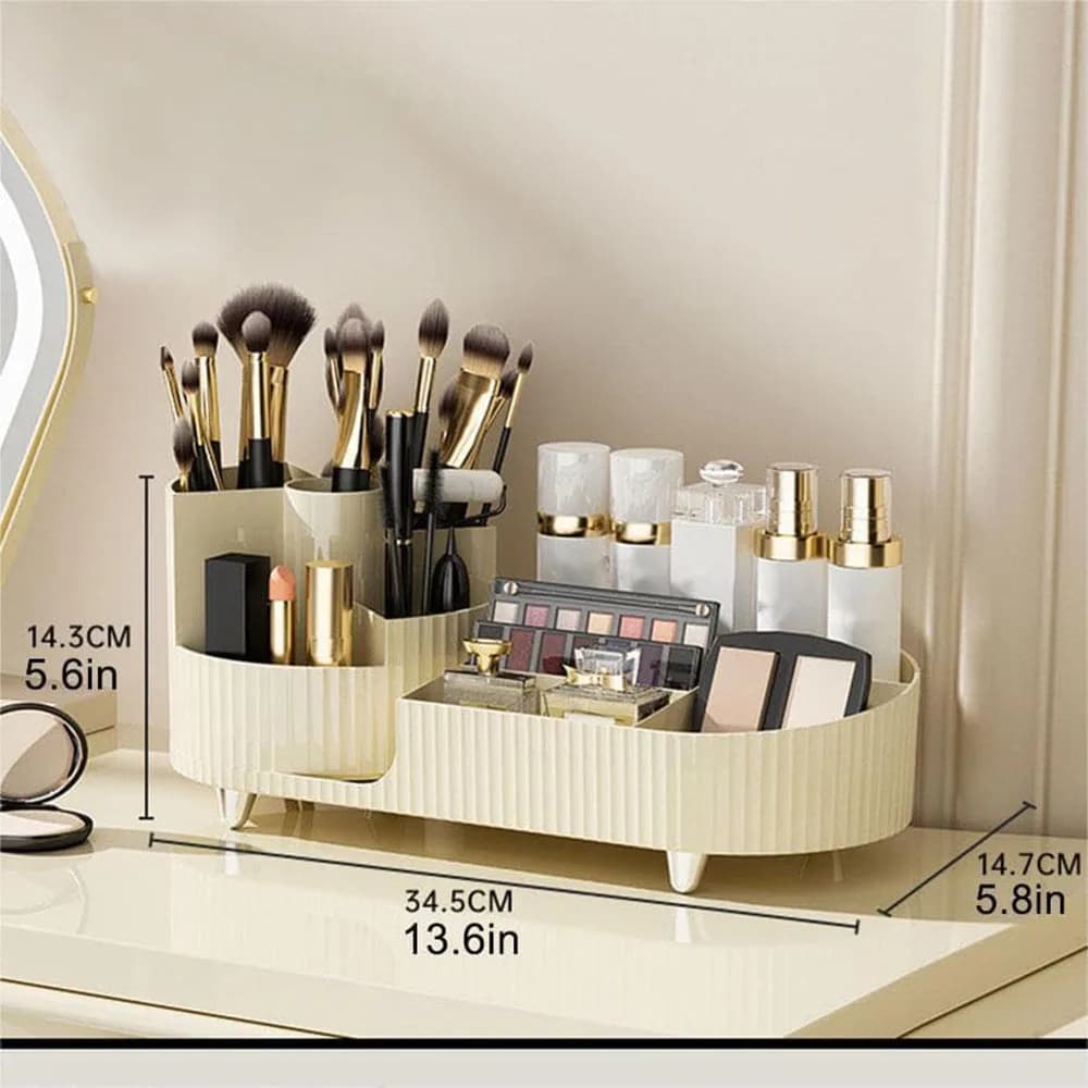 Support de rangement pour cosmétiques avec base rotative et compartiments divisés pour boîte de rang