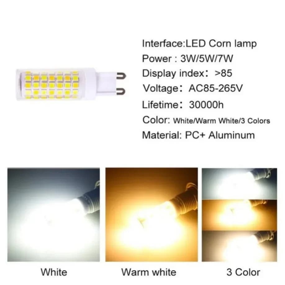 Ampoule LED G9 3W 5W 7W AC 220V G9, lampe LED SMD2835 G9, lumière épis de maïs, remplacement 30W 40W