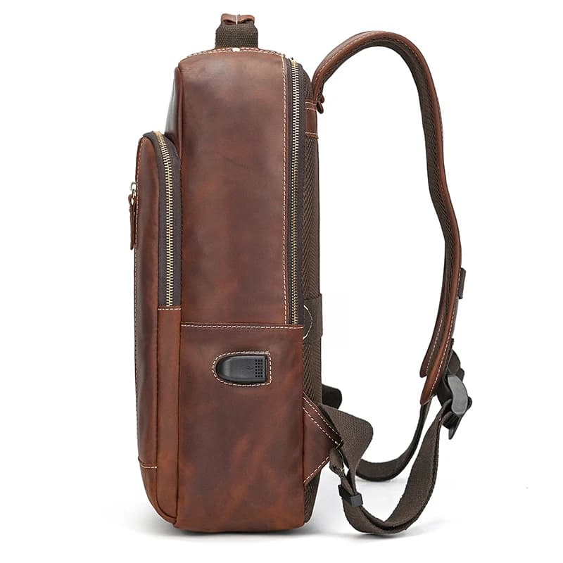 Sac à dos rétro en cuir Crazy Horse pour homme, sac à dos pour ordinateur portable, sac à dos de jou