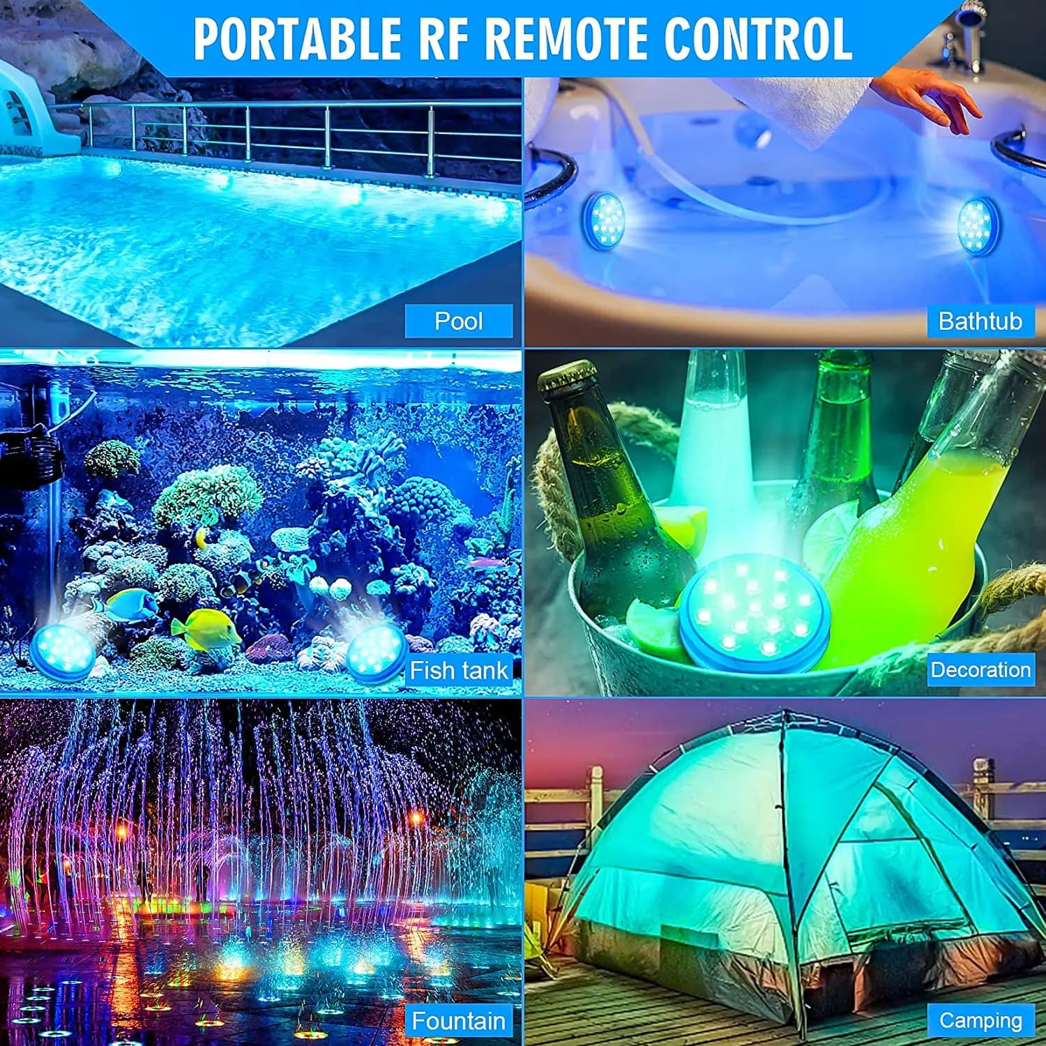 Lumières submersibles sous-marines rechargeables pour piscine, avec télécommande, étanche IP68, lumi