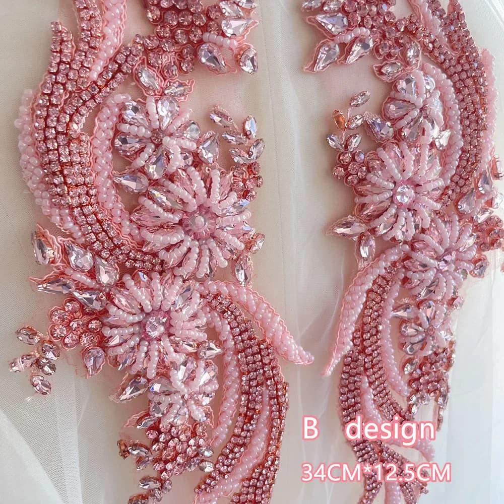 1 paire multicolore cousu à la main verre perceuse miroir fleurs scintillant strass ceintures épaule