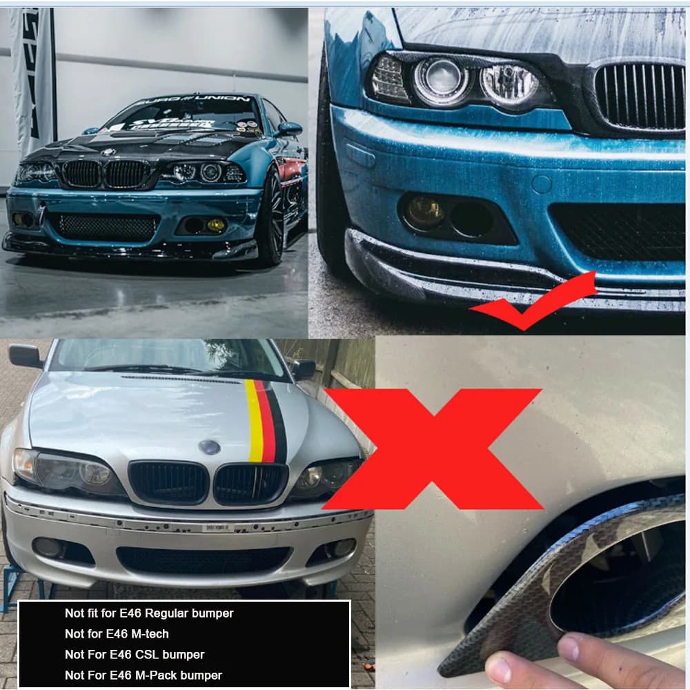 Couvercle de phare antibrouillard en Fiber de carbone pour BMW E46 M3 2001 – 2006, cadre de grille n