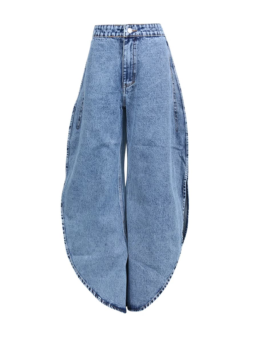 TWOTWINSTYLE Ensemble deux pièces en jean à plis superposés pour femme, haut chic sans manches à col