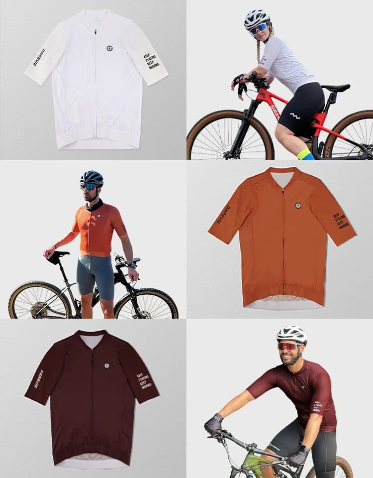 DAREVIE Maillot de cyclisme SPF 50 Anti-UV niveau d'entraînement coupe ajustée petite taille hommes 