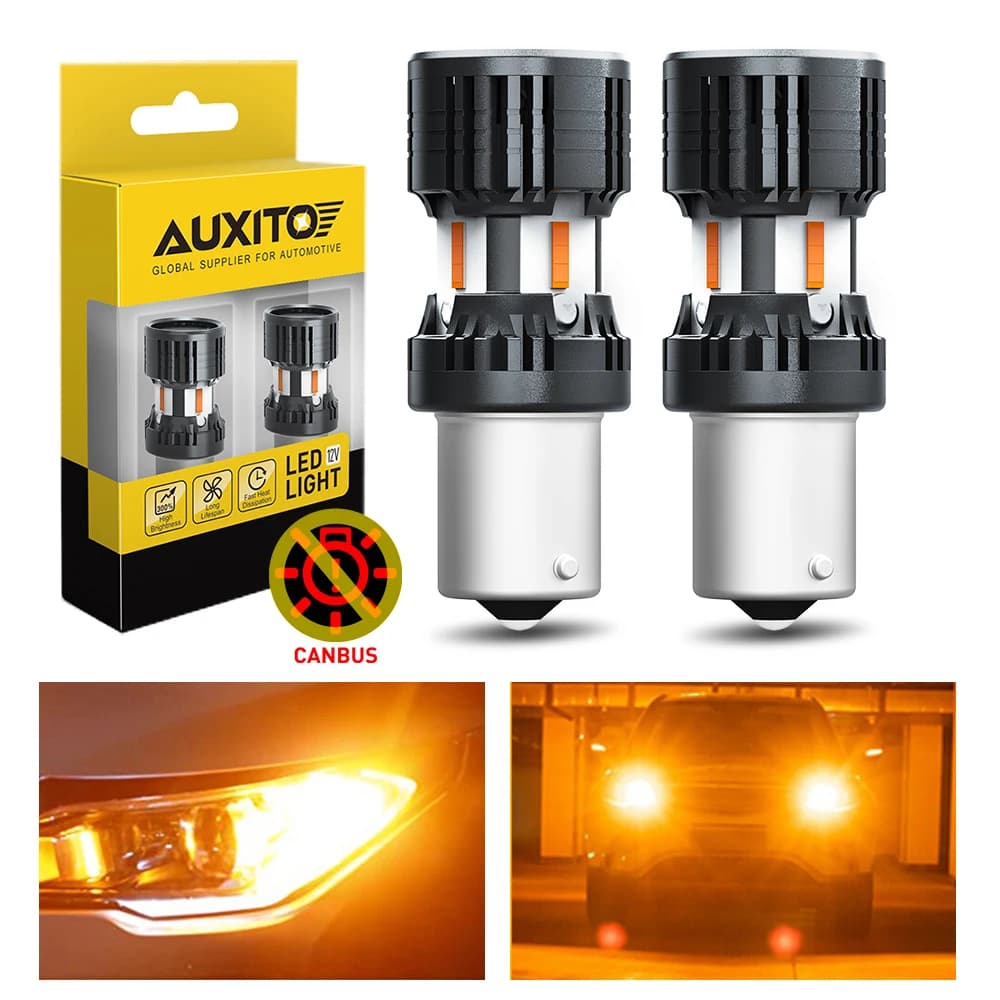 AUXITO-Clignotant de Voiture BAU15S PY21W, Ampoule LED Canbus Brave Free S25 1156 BA15S P21W, Indica