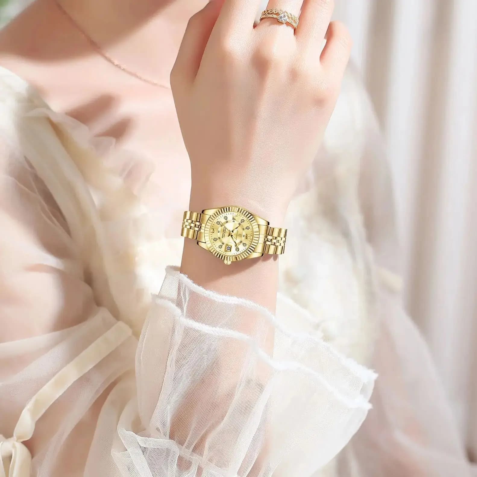 POEDAGAR mode montre pour femme étanche lumineux Date élégante dames montres en acier inoxydable mon