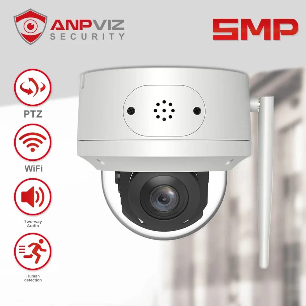 Anpviz Wifi PTZ caméra extérieure 5MP caméra vidéo de sécurité 5X Zoom AI détection humaine prise en
