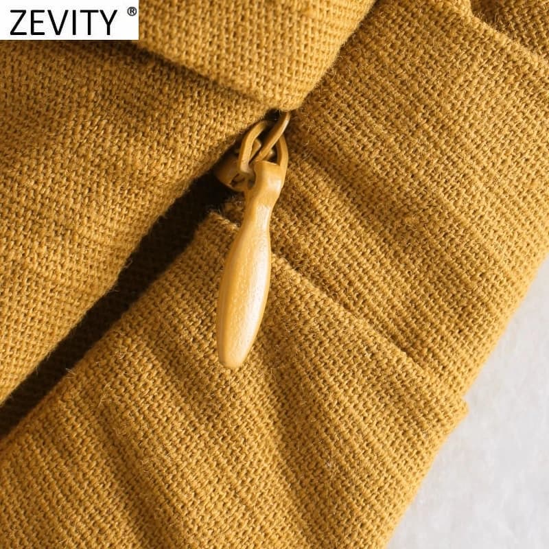 Zevity-Chemisier à Smocks en Lin Noué pour Femme, Chemise Courte Chic Plissée avec Fermeture Éclair 