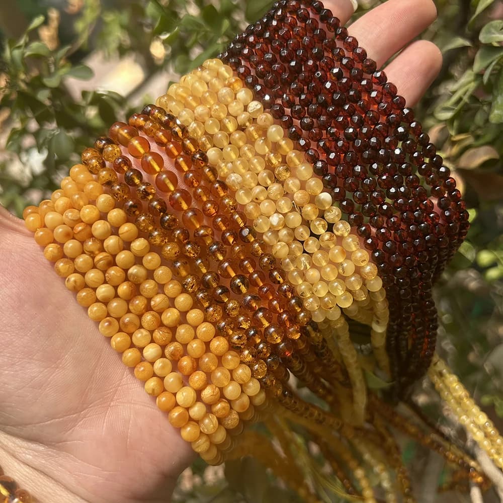 Naturrural véritable fleur de baltique ambre facettes/perles rondes 4-7mm, bricolage perle plante pi