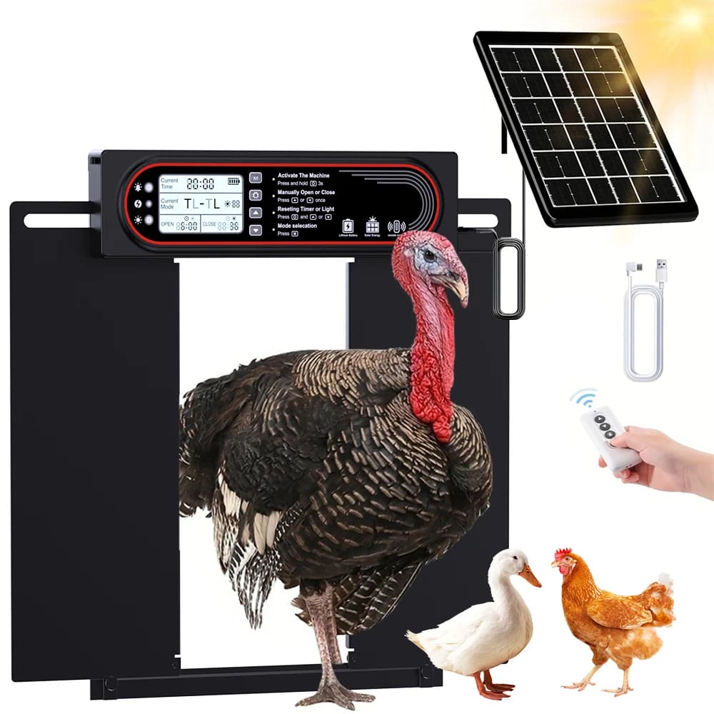 Porte automatique pour poulailler, protection anti-pincement, grand écran LCD, mode minuterie et cap
