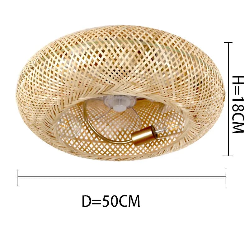 Ventilateur de plafond en bambou avec lumières, télécommande, lampe de décoration de chambre à couch