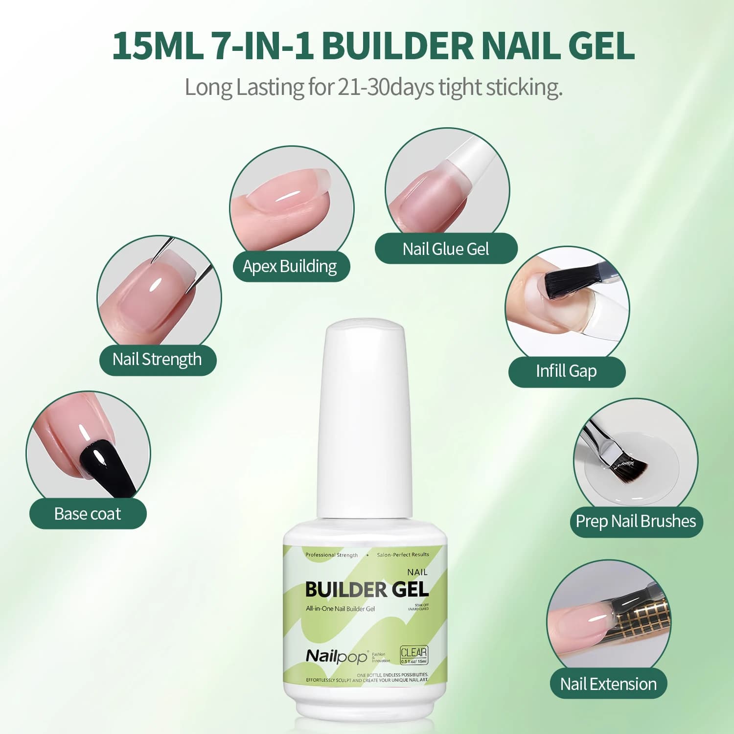 Nailpop constructeur Gel à ongles 4 couleurs couche de Base renforcement épaississement Extension st