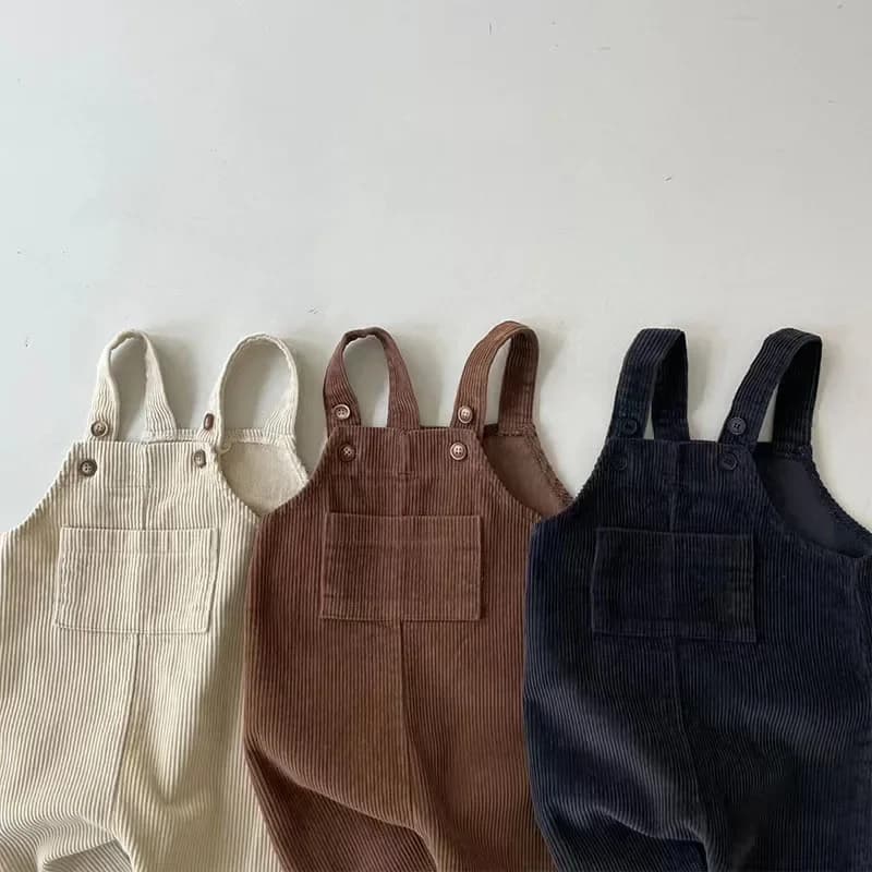 Automne hiver enfant en bas âge bébé garçons filles solide velours côtelé jarretelle barboteuse enfa