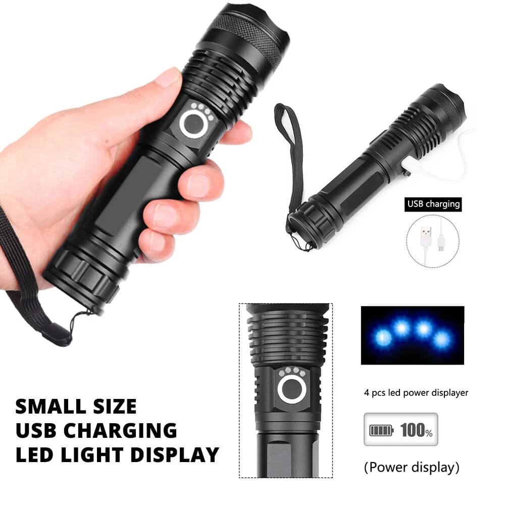 Lampe de poche LED haute puissance P50, Zoomable, 5 Modes d'éclairage, torche de Camping d'urgence é